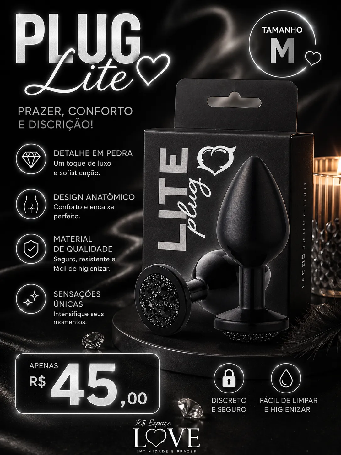 Plug M preto
