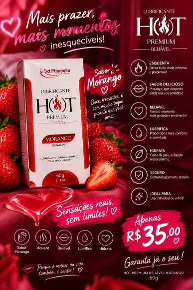 Hot premium sabor morango 🍓